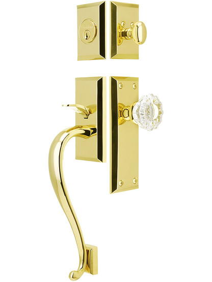 Fifth Avenue Entry Lock Set in PVD Finish with Versailles Knob and